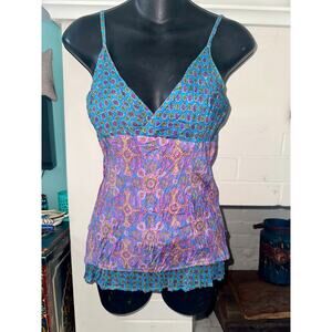 VINTAGE UNWORN SILK PRINT REVERSIBLE CAMISOLE TOP